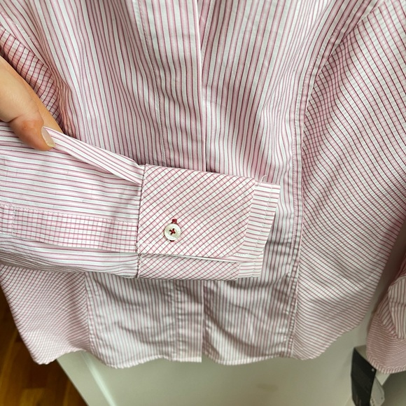 NWT Hilfiger 100% Cotton Light Pink Stripe Button Down Shirt - Picture 7 of 9